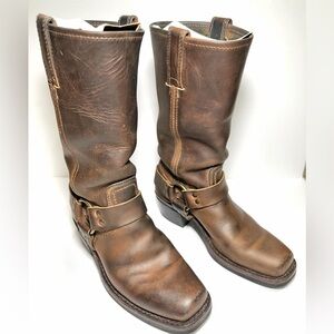 Frye 12R Harness Boots Tan Leather Women’s 6 Made in USA Moto Biker Original Box